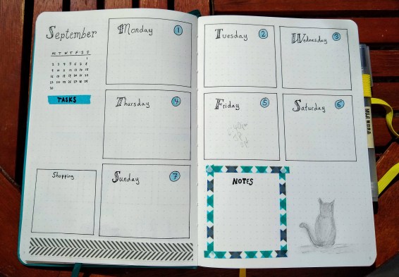 New Bullet Journal - September page in Scribbles That Matter notebook https://sonorahillsauthor.com/